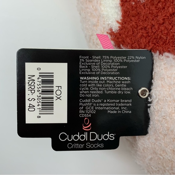 Cuddl Duds Pom Critter Sherpa Lined Fox Socks With FREE Secret Treasures Socks - Picture 8 of 13